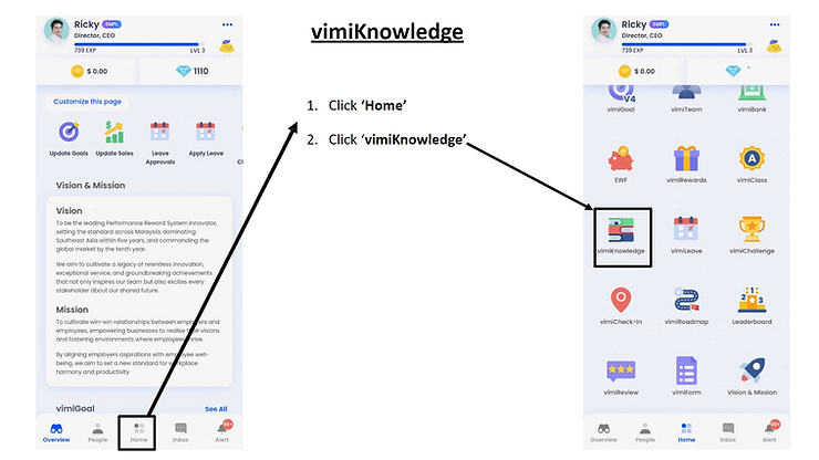 vimiKnowledge mobile view