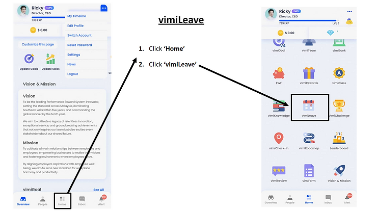 vimiLeave mobile balance view